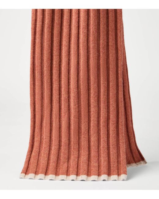 Brunello Cucinelli Orange Cashmere Ribbed Scarf for men