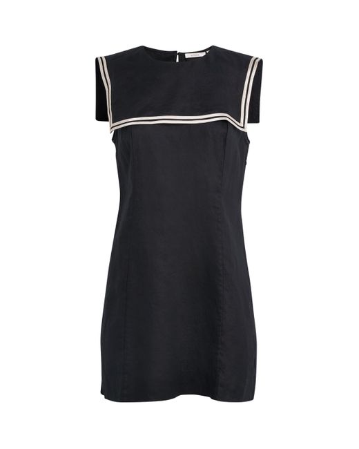 Doen Linen Monroe Mini Dress in Black | Lyst