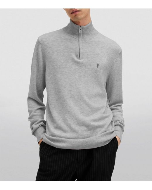 AllSaints Gray Wool-blend Kilburn Quarter-zip Sweater for men