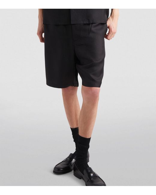 Prada Black Silk Bermuda Shorts for men