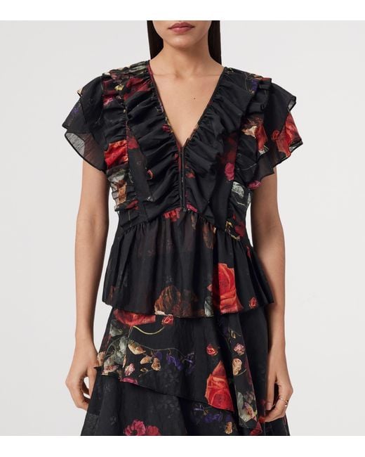 AllSaints Black Floral Alma Top