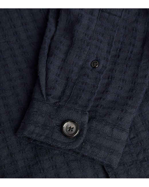 Oliver Spencer Blue Seersucker Milford Jacket for men