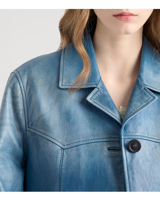 Prada Blue Nappa Leather Jacket