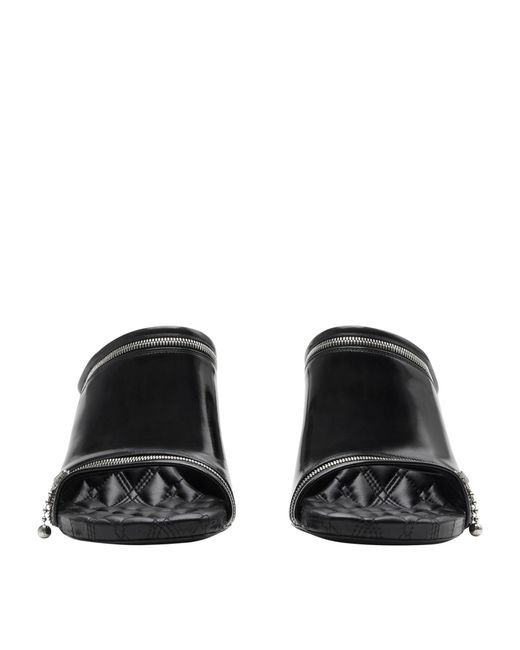 Burberry Black Leather Zip-detail Heeled Mules 85