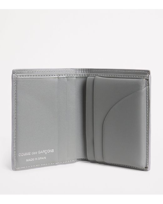 Comme des Garçons Gray Leather Polka-Dot Bifold Card Holder for men