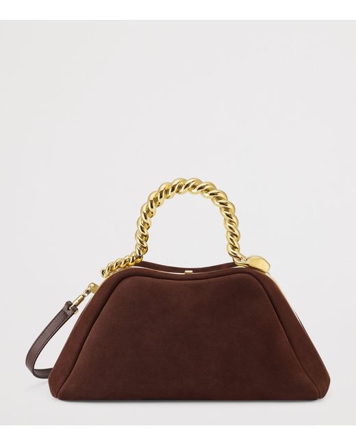 BVLGARI Brown X Geraldine Guyot Small Nubuck Leather Serpentine Top-Handle Bag