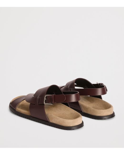 Dolce & Gabbana Brown Leather Cross-Strap Sandals for men