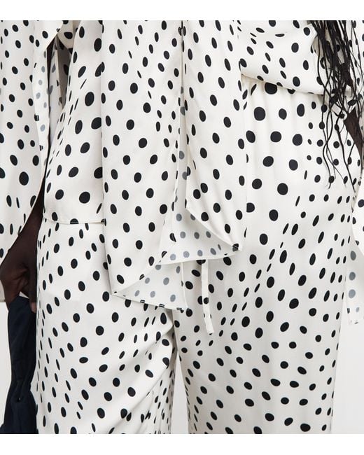 Stella McCartney White Polka Dot Wide-Leg Trousers