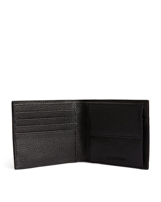 Emporio Armani Black Leather Eagle Bifold Wallet for men