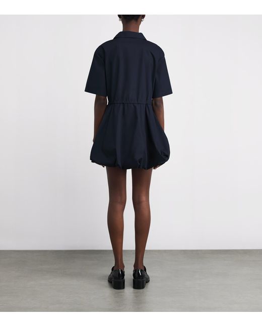 Maje Blue Cotton Bubble-Hem Mini Dress