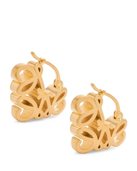Loewe Metallic Bombé Anagram Hoop Earrings