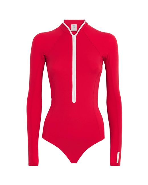 Hunza G Red Upf 50+ Tyra Long-Sleeve Swimsuit