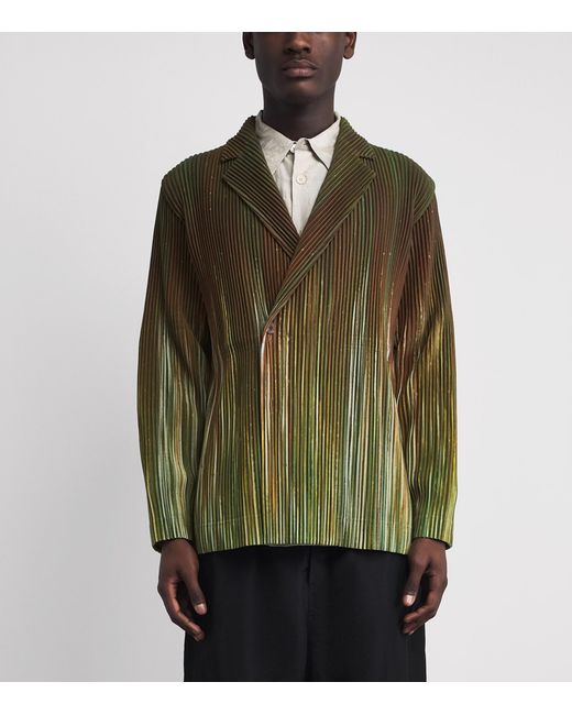 Homme Plissé Issey Miyake Green Pleated Blazer for men