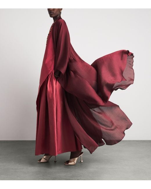 Abadia Red Chiffon Bisht Cloak