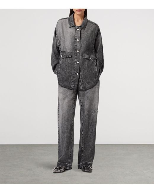 AllSaints Gray Tyler Illusion Print Wide-Leg Trousers