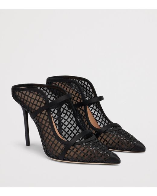 Malone Souliers Black Sequin Mesh Maureen Heeled Mules 100