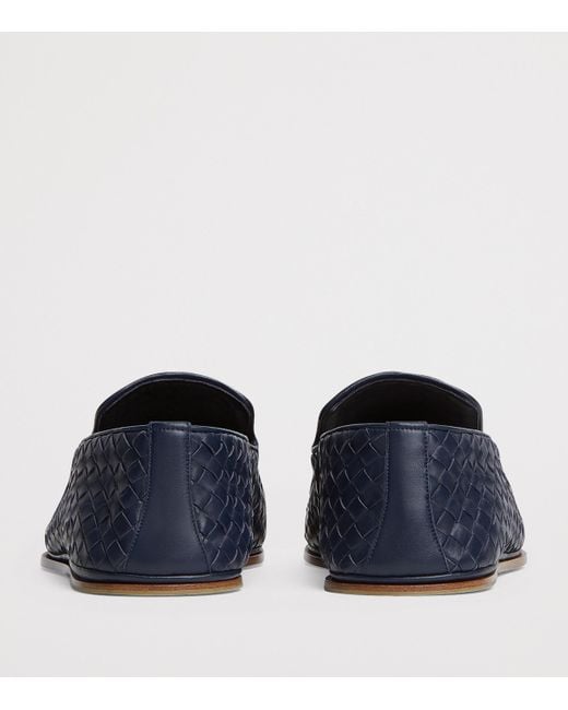 Bottega Veneta Blue Leather Intrecciato Sunday Slippers for men