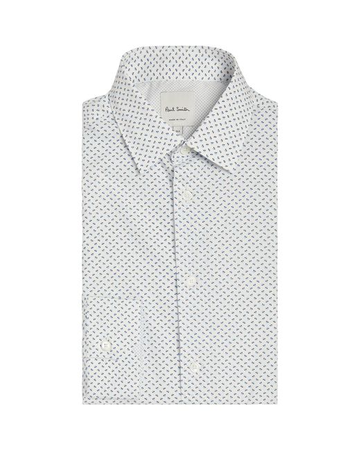 Paul Smith Gray Cotton Floral Shirt for men