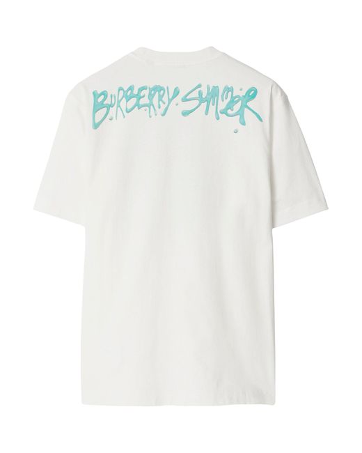 Burberry White Cotton Frog T-shirt for men