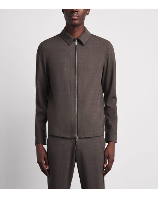Marco Pescarolo Gray Stretch-Wool Avi Shacket for men