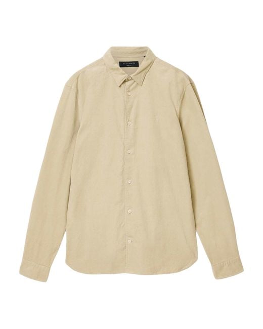AllSaints Natural Cotton Corduroy Birchwood Shirt for men