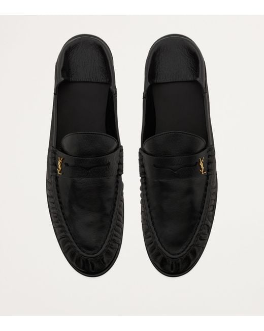 Saint Laurent Black Mocassins With Gathered Effect for men