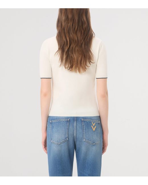 Valentino White Virgin Wool Short-Sleeve Sweater