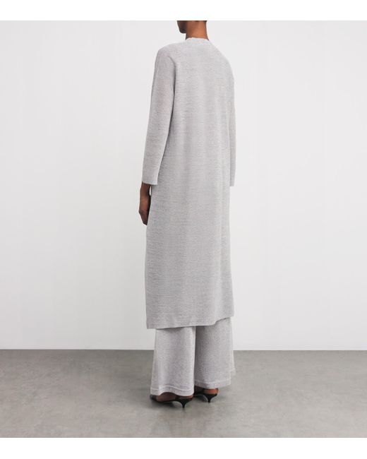 D.exterior Gray Cotton-Blend Longline Cardigan