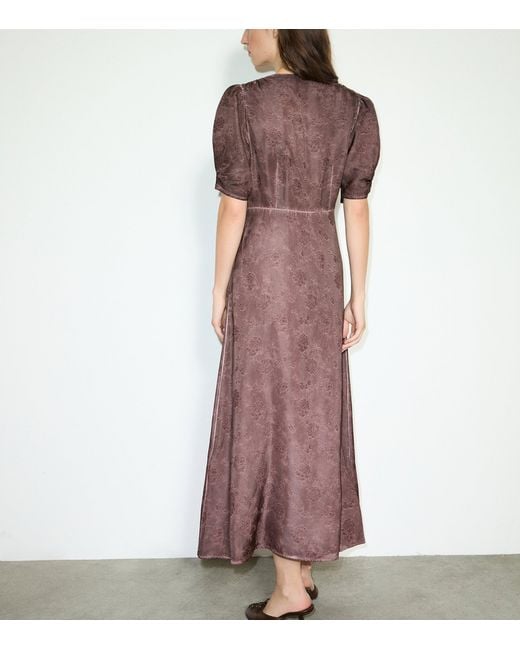MAX&Co. Brown Floral Jacquard Midi Dress