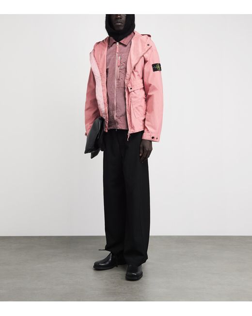 Stone Island Pink Nylon Double-Dyed Overshirt for men