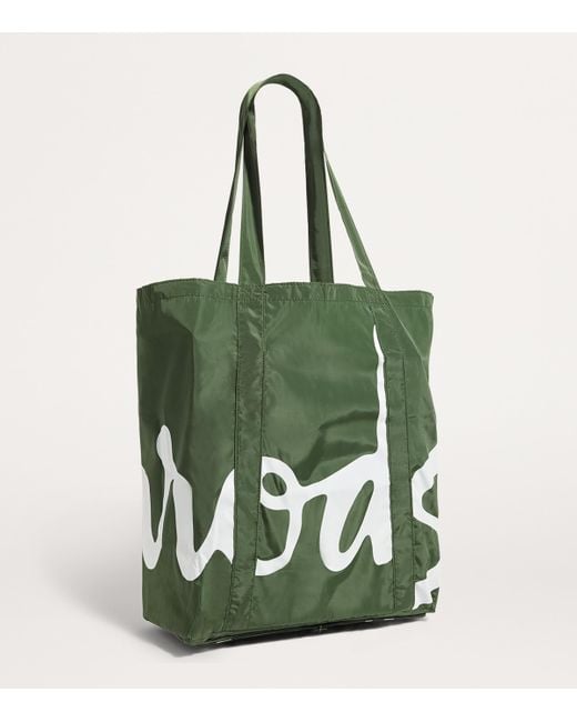 Harrods Green Logo Pocket Shopper Bag