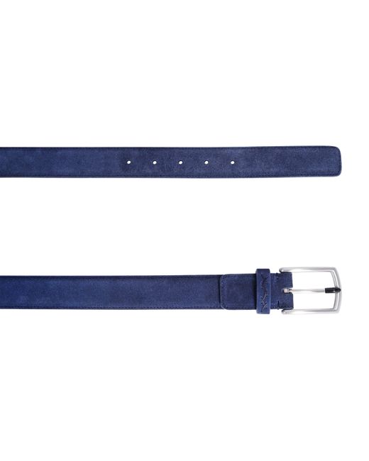 Zegna Blue Suede Triple Stitch Belt for men