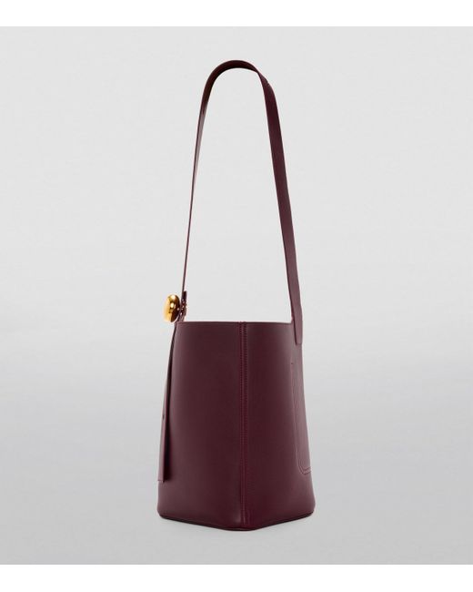 Loewe Purple Medium Leather Pebble Bucket Bag