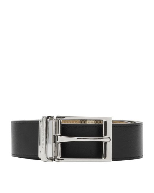 Burberry Natural Leather House Check Reversible Belt for men