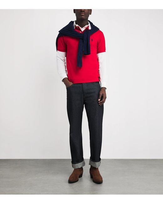 Polo Ralph Lauren Red Cotton Mesh Slim-Fit Polo Shirt for men