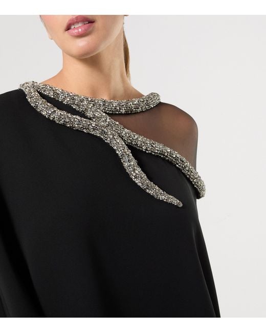 Marina Rinaldi Black X Tony Ward Embellished-Neck Maxi Dress