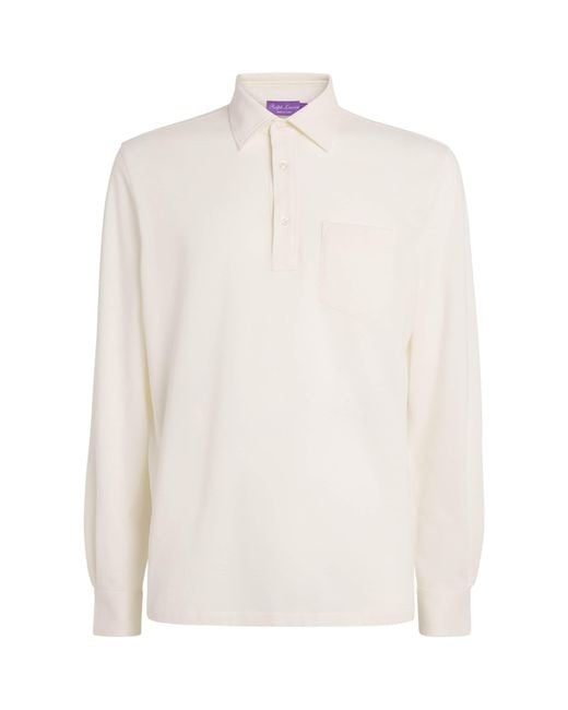 Ralph Lauren White Wool Long-Sleeve Polo Shirt for men