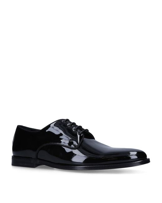 Dolce & Gabbana Black Patent Raffaello Derby Shoes for men