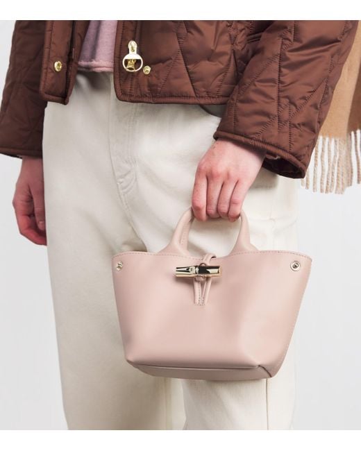 Longchamp Pink Extra Small Leather Le Roseau Top-Handle Bag