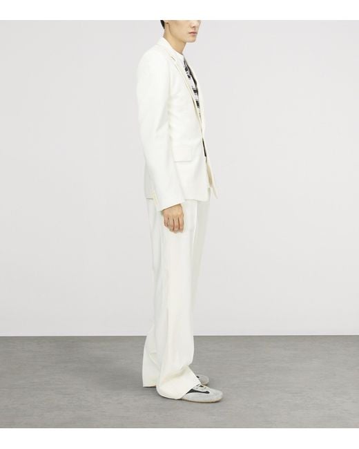McQueen White Wool Pleated Blazer for men