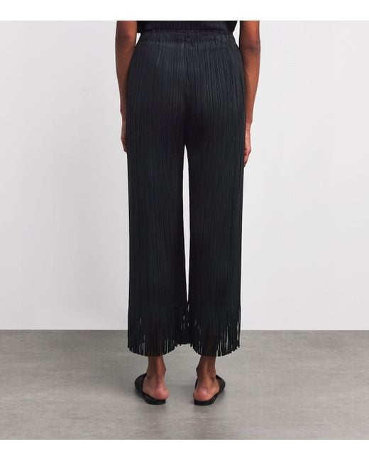 Pleats Please Issey Miyake Black Wave Wide-Leg Trousers