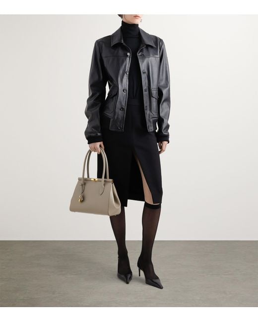 Dolce & Gabbana Gray Leather Top-Handle Bag
