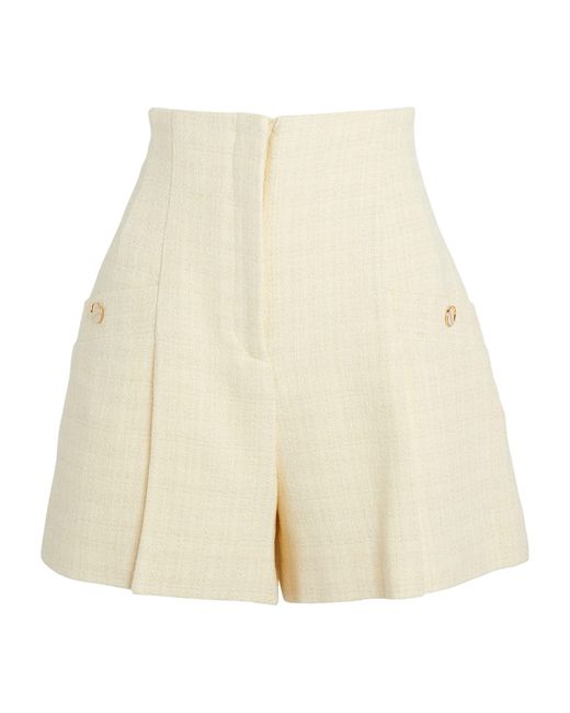 Sandro Tweed High-waist Shorts in Natural | Lyst
