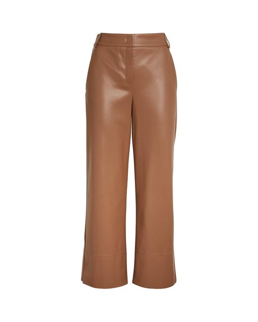 Max Mara Brown Faux-leather Cropped Trousers