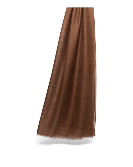 Weekend by Maxmara Brown Cashmere-Silk Scarf