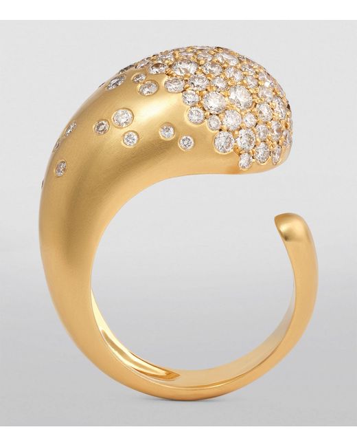 Nada Ghazal Metallic Yellow Gold And Diamond Fuse Glamour Ring (size 6)