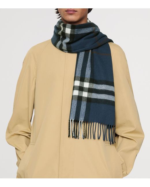 Burberry Blue Cashmere Check Scarf
