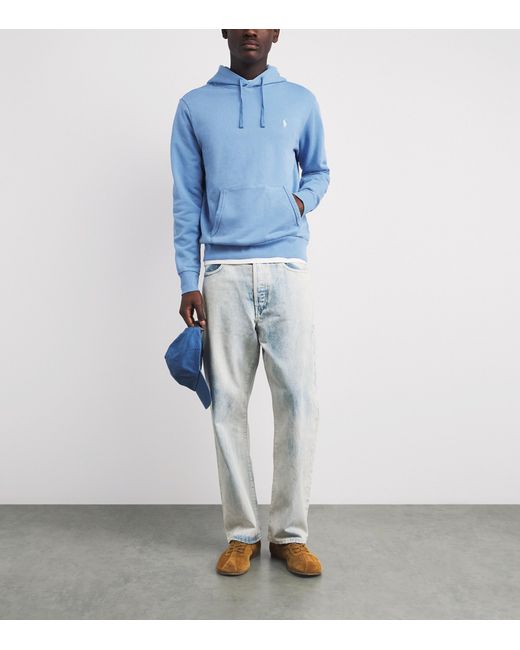 Polo Ralph Lauren Blue Cotton Loopback Fleece Polo Pony Hoodie for men