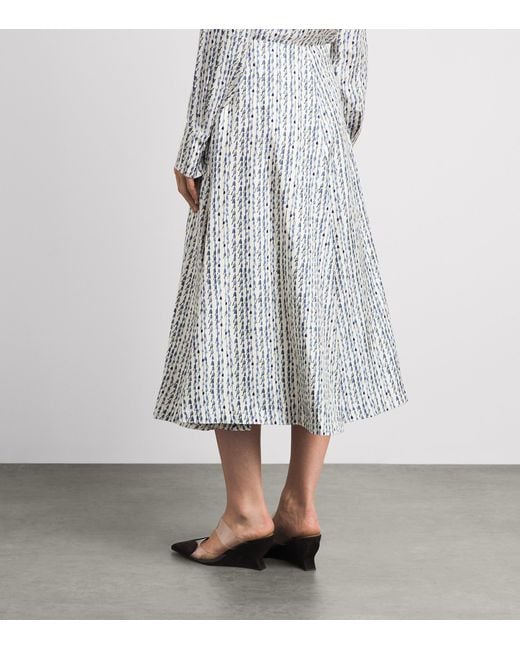 Altuzarra Gray Silk Bluebell Print Varda Midi Skirt