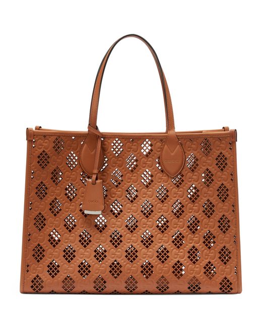Gucci Brown Medium Leather Ophidia Tote Bag